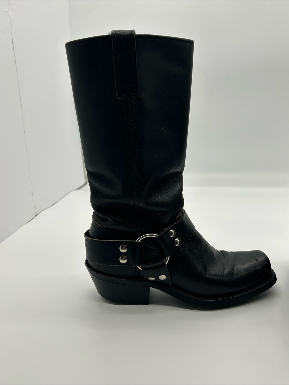 Women’s Frye 12R Harness Black Leather Western Motorcycle USA size 8